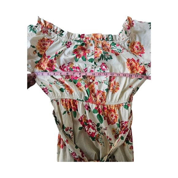 Off Shoulder Floral Maxi Dress with Ruffle Sleeves - Picture 9 of 9